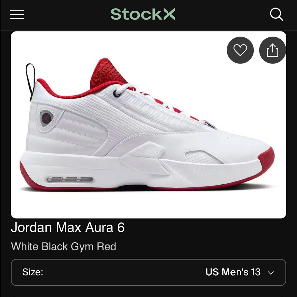 Jordan Max Aura 6 White Red Sneakers only use the shoe 2 times